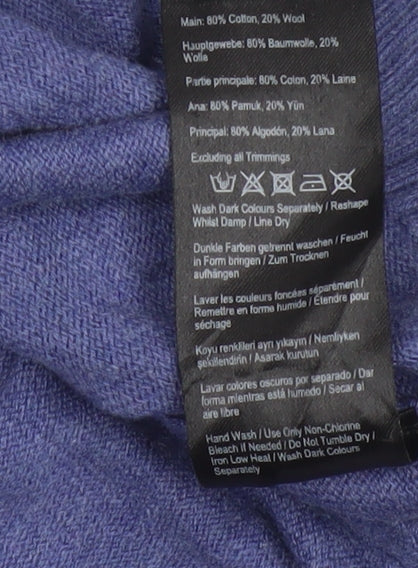 Joules Men Blue M Merino Wool Cotton Crew Neck Logo Pullover Jumper