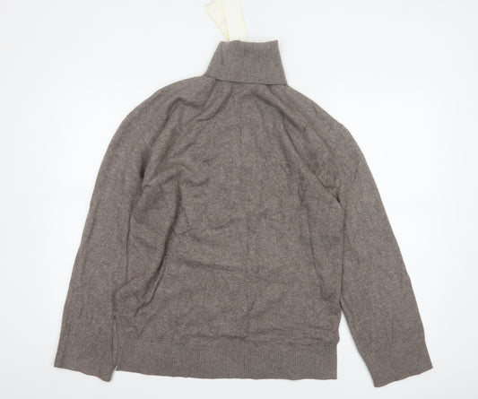 Marks and Spencer Women Brown S Roll Neck Knit Pullover Jumper