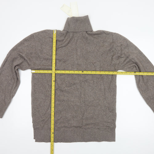 Marks and Spencer Women Brown S Roll Neck Knit Pullover Jumper