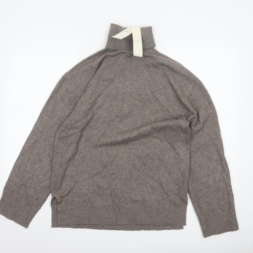 Marks and Spencer Women Brown S Roll Neck Knit Pullover Jumper