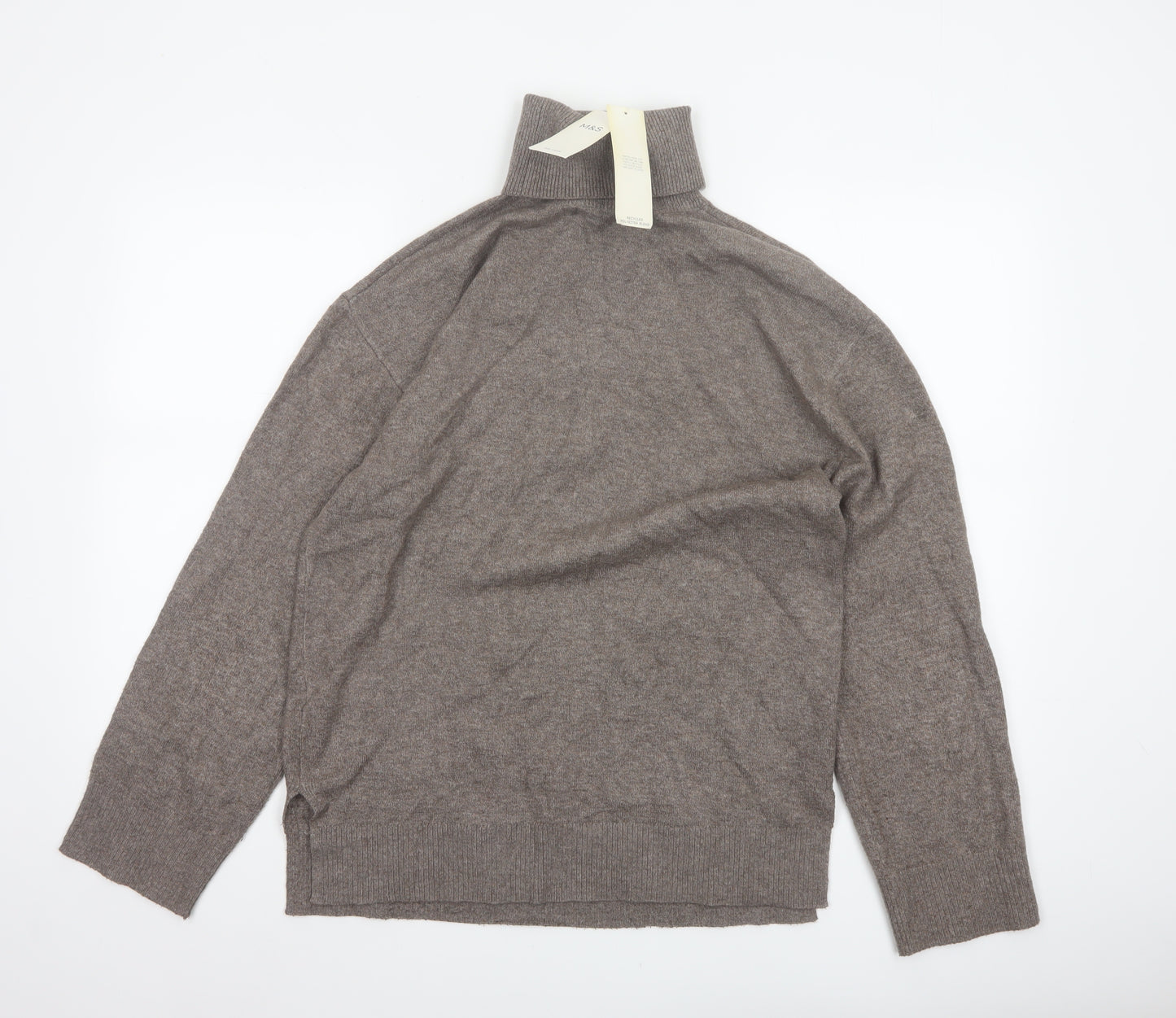 Marks and Spencer Women Brown S Roll Neck Knit Pullover Jumper