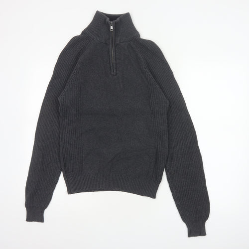 Charles Wilson Men’s Grey Small 1/4 Zip High Neck Knit Jumper