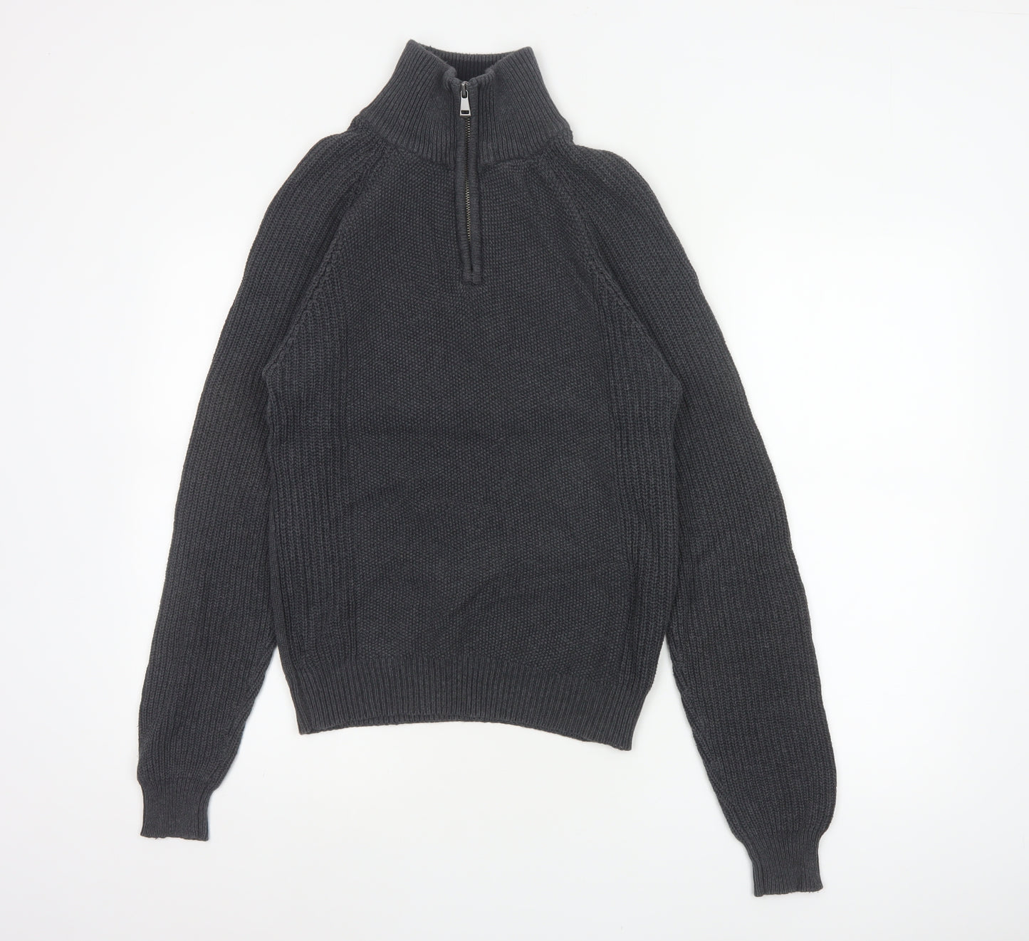 Charles Wilson Men’s Grey Small 1/4 Zip High Neck Knit Jumper