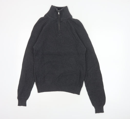 Charles Wilson Men’s Grey Small 1/4 Zip High Neck Knit Jumper