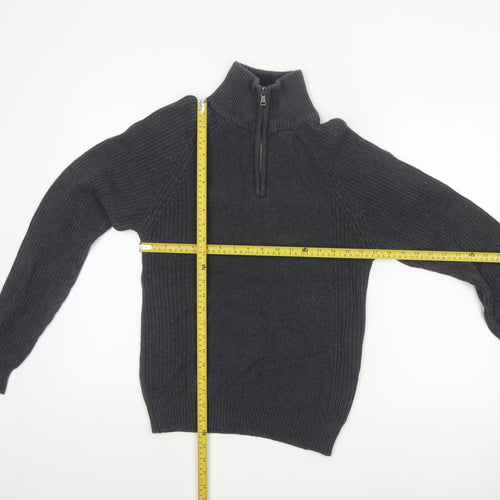 Charles Wilson Men’s Grey Small 1/4 Zip High Neck Knit Jumper
