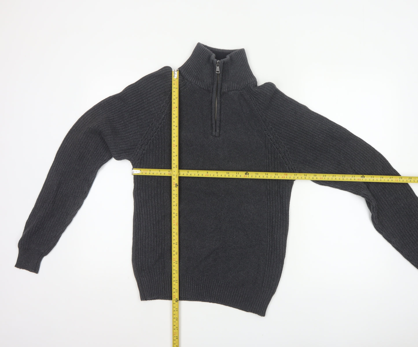 Charles Wilson Men’s Grey Small 1/4 Zip High Neck Knit Jumper