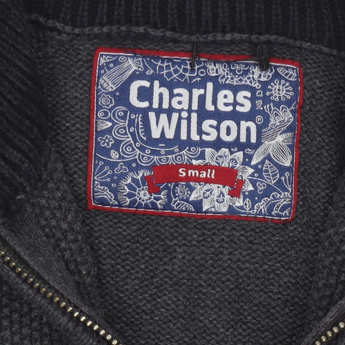 Charles Wilson Men’s Grey Small 1/4 Zip High Neck Knit Jumper