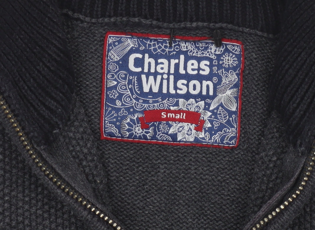Charles Wilson Men’s Grey Small 1/4 Zip High Neck Knit Jumper