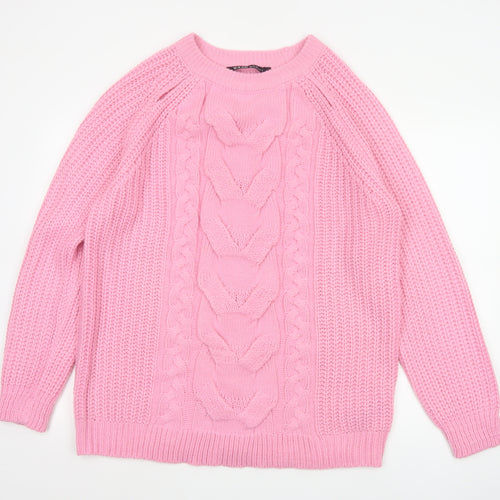 Yours Unisex Adults Pink 14 Plus Cable Knit Crew Neck Jumper