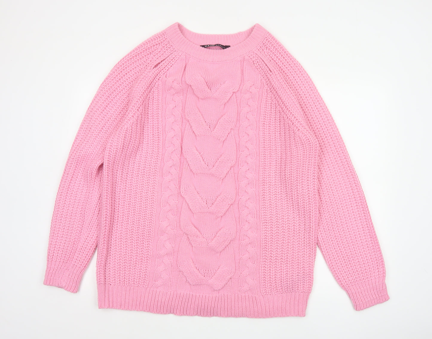 Yours Unisex Adults Pink 14 Plus Cable Knit Crew Neck Jumper