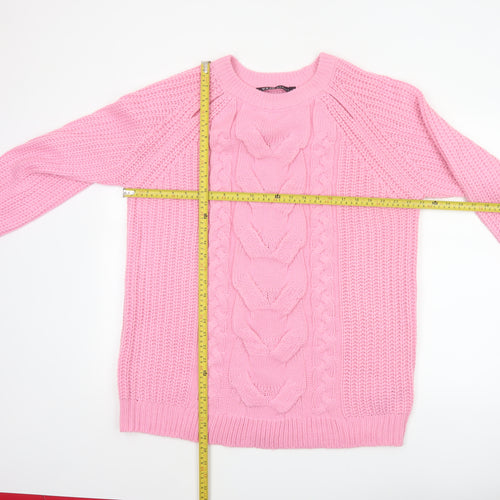 Yours Unisex Adults Pink 14 Plus Cable Knit Crew Neck Jumper