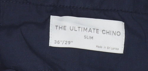 M&S Men’s Blue 36W 29L Slim Ultimate Chino Trousers Stretch