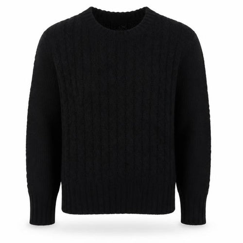 Zara Man Men's Black M Cable Knit V-Neck Wool Blend Jumper