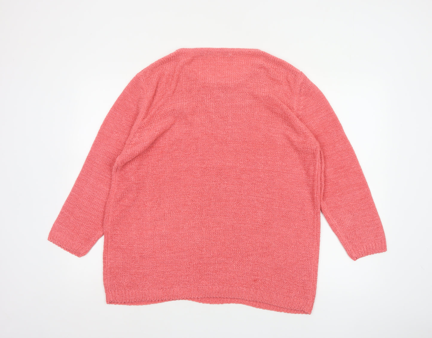Isle Women Pink Size 18 Cable Knit Round Neck Long Sleeve Jumper
