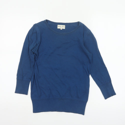 Reiss Women Blue XS Cashmere Blend Round Neck Raglan Jumper