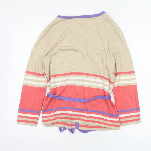 CC Petite Women’s Multicoloured M Striped V-Neck Belted Cardigan