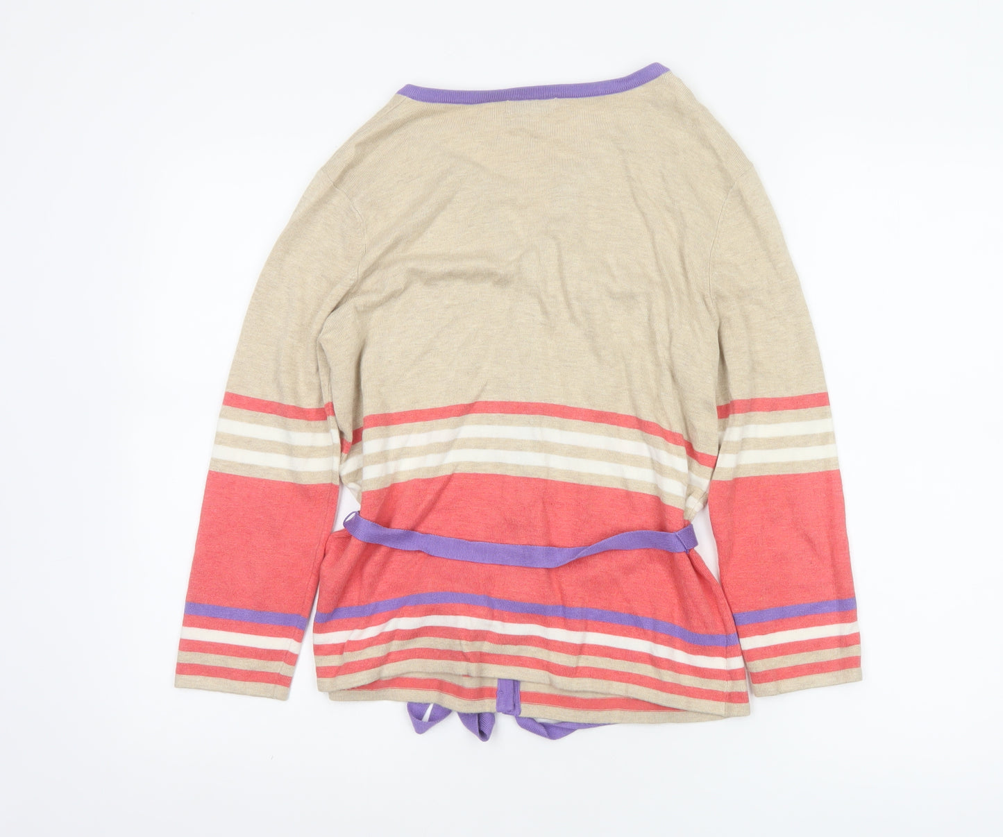 CC Petite Women’s Multicoloured M Striped V-Neck Belted Cardigan