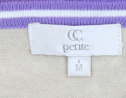 CC Petite Women’s Multicoloured M Striped V-Neck Belted Cardigan