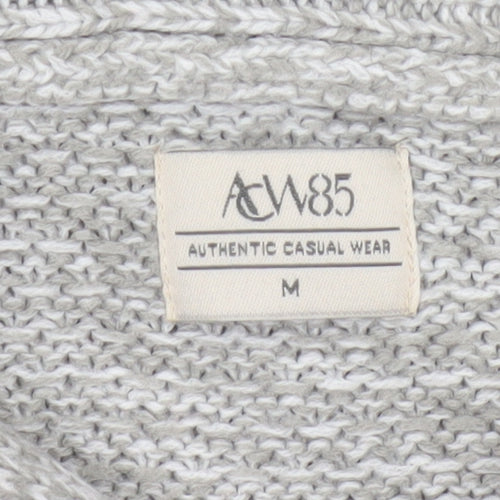 AW85 Men’s Grey Medium Shawl Collar Chunky Knit Acrylic Jumper