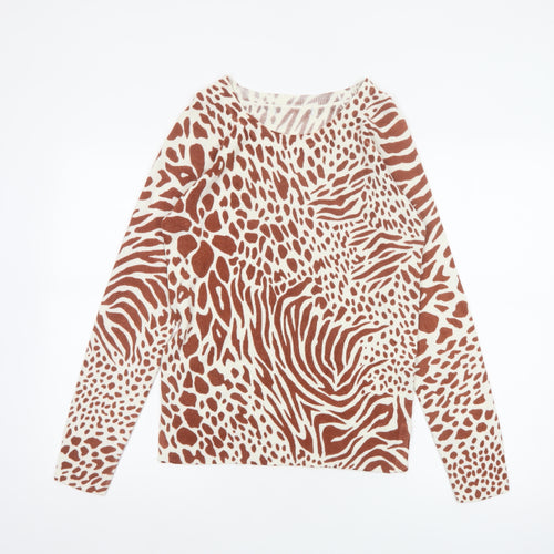 Next Women Beige UK 6 Animal Print Knit Pullover Jumper