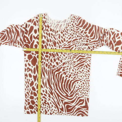 Next Women Beige UK 6 Animal Print Knit Pullover Jumper