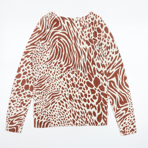 Next Women Beige UK 6 Animal Print Knit Pullover Jumper