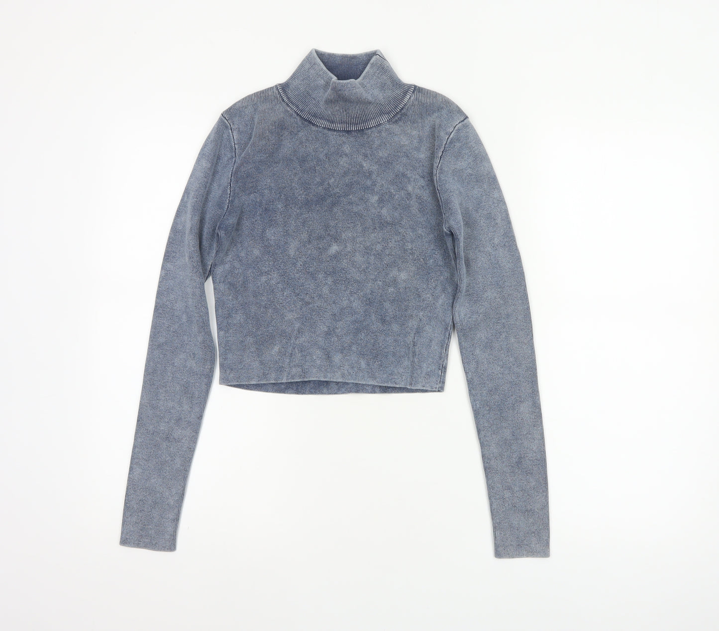 Zara Women’s Blue Roll Neck Slim Fit Knit Pullover Jumper Size M