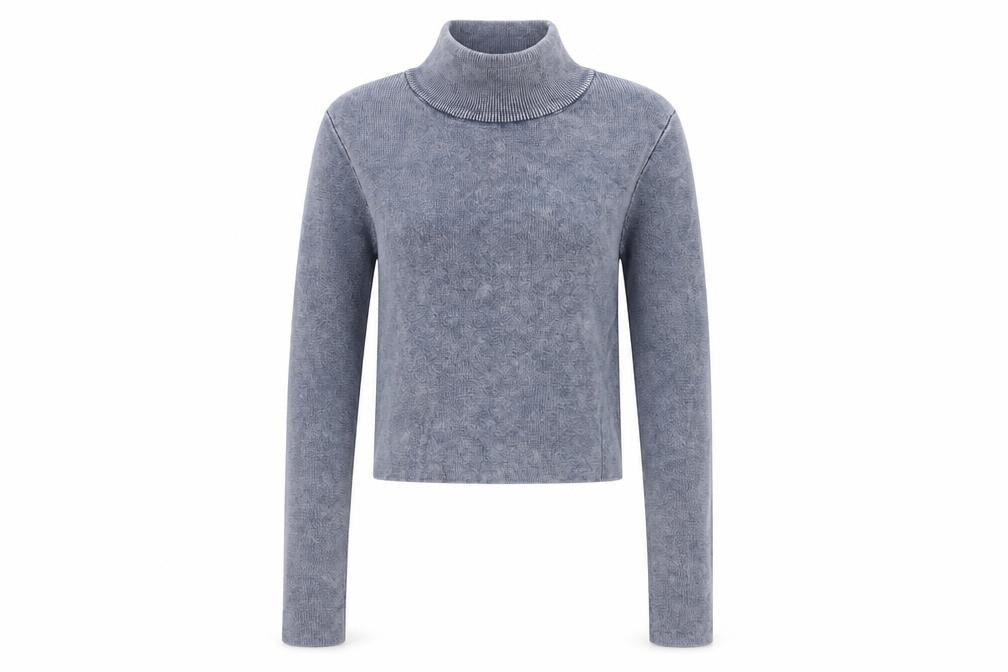 Front view of Zara Women’s Blue Roll Neck Slim Fit Knit jumper, size M