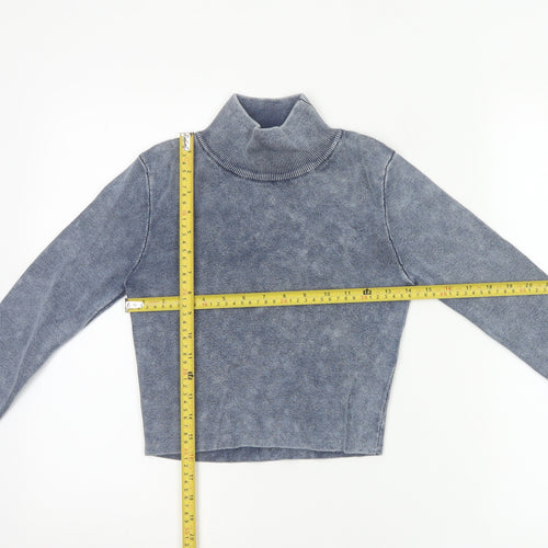 Zara Women’s Blue Roll Neck Slim Fit Knit Pullover Jumper Size M