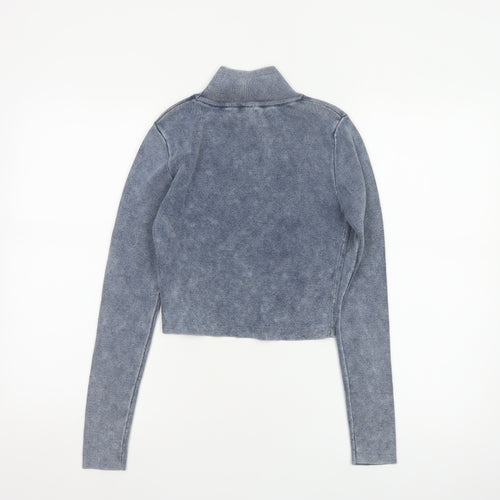 Zara Women’s Blue Roll Neck Slim Fit Knit Pullover Jumper Size M