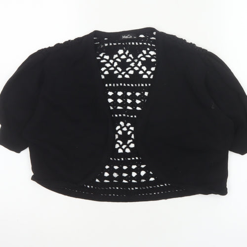 M&Co Women Black UK 20 Cotton Crochet Open Shrug Short Sleeve