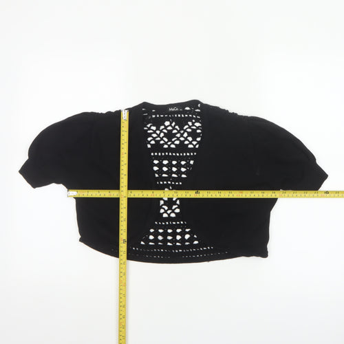 M&Co Women Black UK 20 Cotton Crochet Open Shrug Short Sleeve