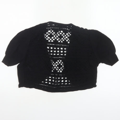 M&Co Women Black UK 20 Cotton Crochet Open Shrug Short Sleeve