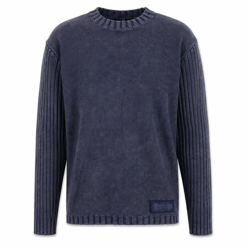 Bhs Men’s Blue Cotton Crew Neck Pullover Jumper Medium Logo Knit