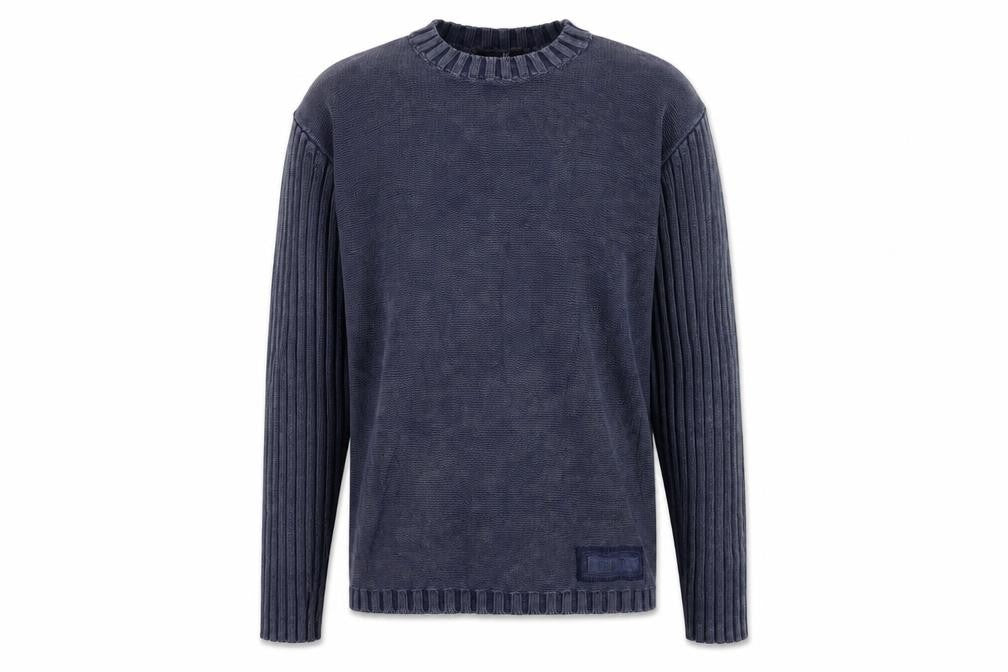 Bhs Men’s Blue Cotton Crew Neck Pullover Jumper Medium Logo Knit