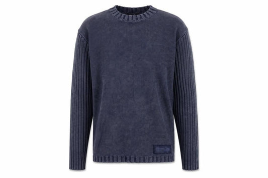 Bhs Men’s Blue Cotton Crew Neck Pullover Jumper Medium Logo Knit