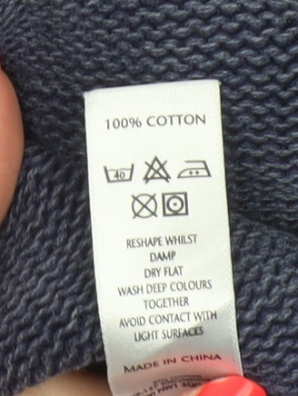Bhs Men’s Blue Cotton Crew Neck Pullover Jumper Medium Logo Knit