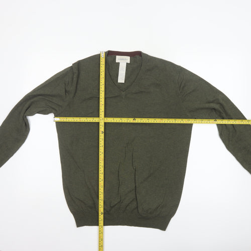 Dorce Men’s Green V-Neck Cotton Silk Cashmere Pullover Jumper S