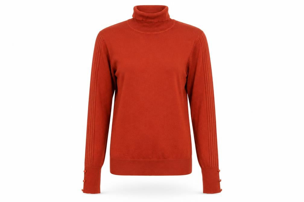 Front view of Next Women’s Orange Roll Neck jumper UK 10 Tall Rib Knit