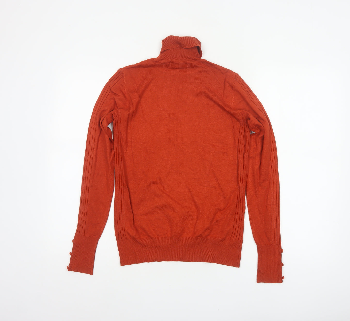 Next Women’s Orange Roll Neck Pullover Jumper UK 10 Tall Rib Knit