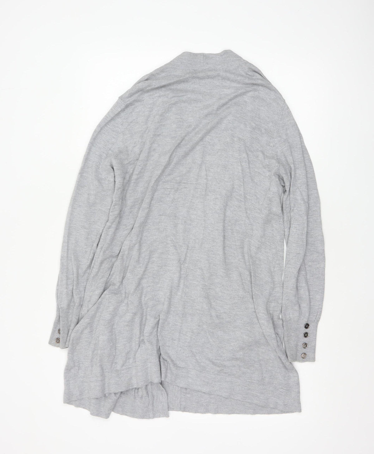 Wallis Women Grey L Open Front Longline Cardigan Knit Button Detail