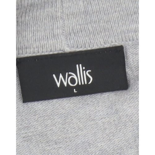 Wallis Women Grey L Open Front Longline Cardigan Knit Button Detail