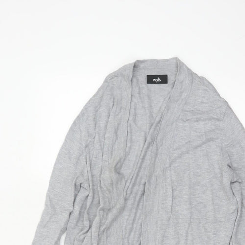 Wallis Women Grey L Open Front Longline Cardigan Knit Button Detail