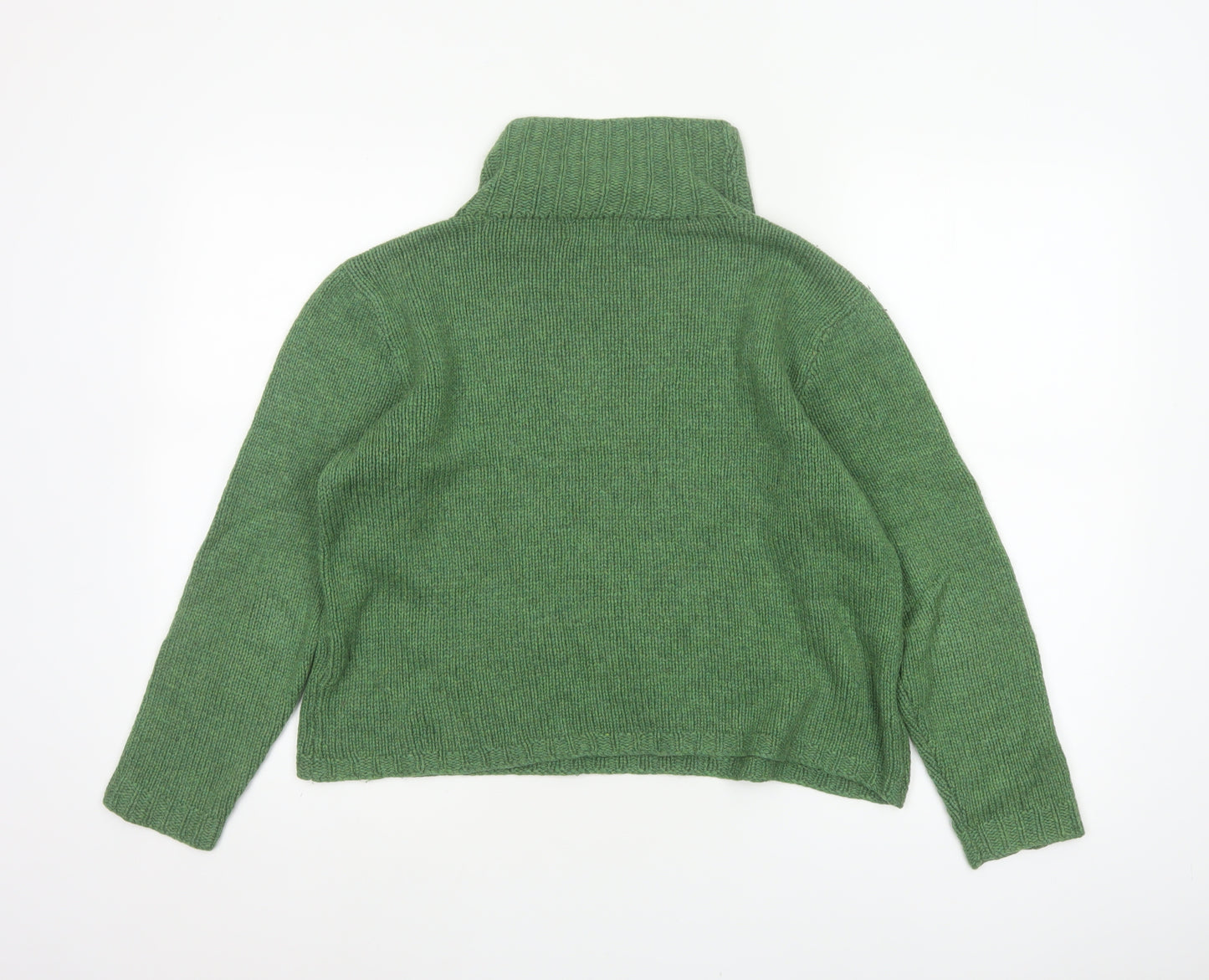 English Weather Women’s Green M Cotton Cable Knit Roll Neck Jumper