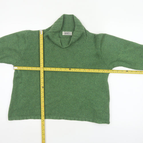 English Weather Women’s Green M Cotton Cable Knit Roll Neck Jumper