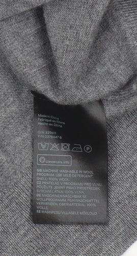 H&M Men Grey M Merino Wool V-Neck Pullover Jumper Elbow Patches