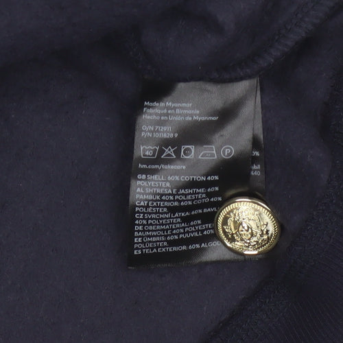H&M Women’s Blue M Paris Gold Button Pullover Sweatshirt