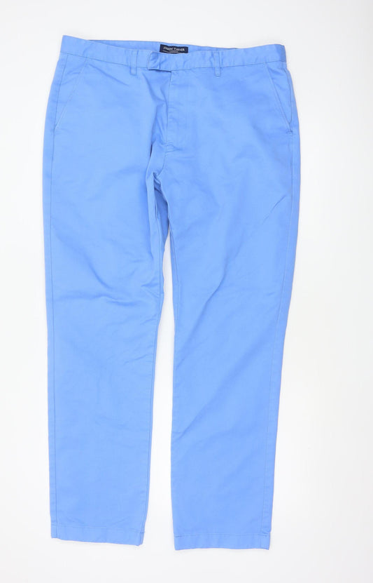 Joseph Turner Men Blue 38R Cotton Chino Straight Trousers