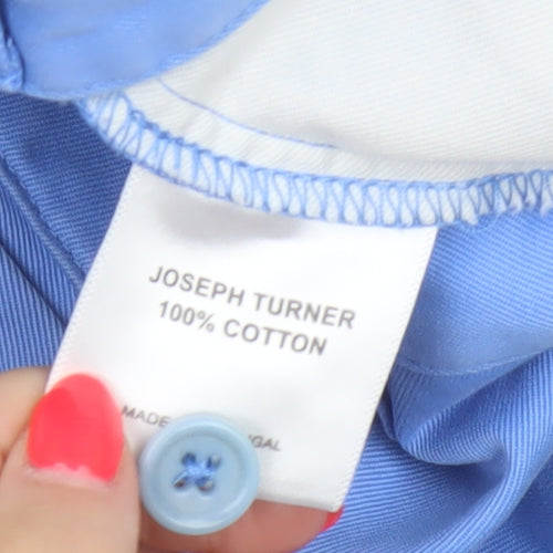 Joseph Turner Men Blue 38R Cotton Chino Straight Trousers
