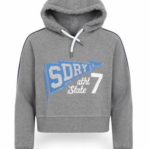 Superdry Women’s Grey UK 12 Pullover Hoodie Graphic Logo
